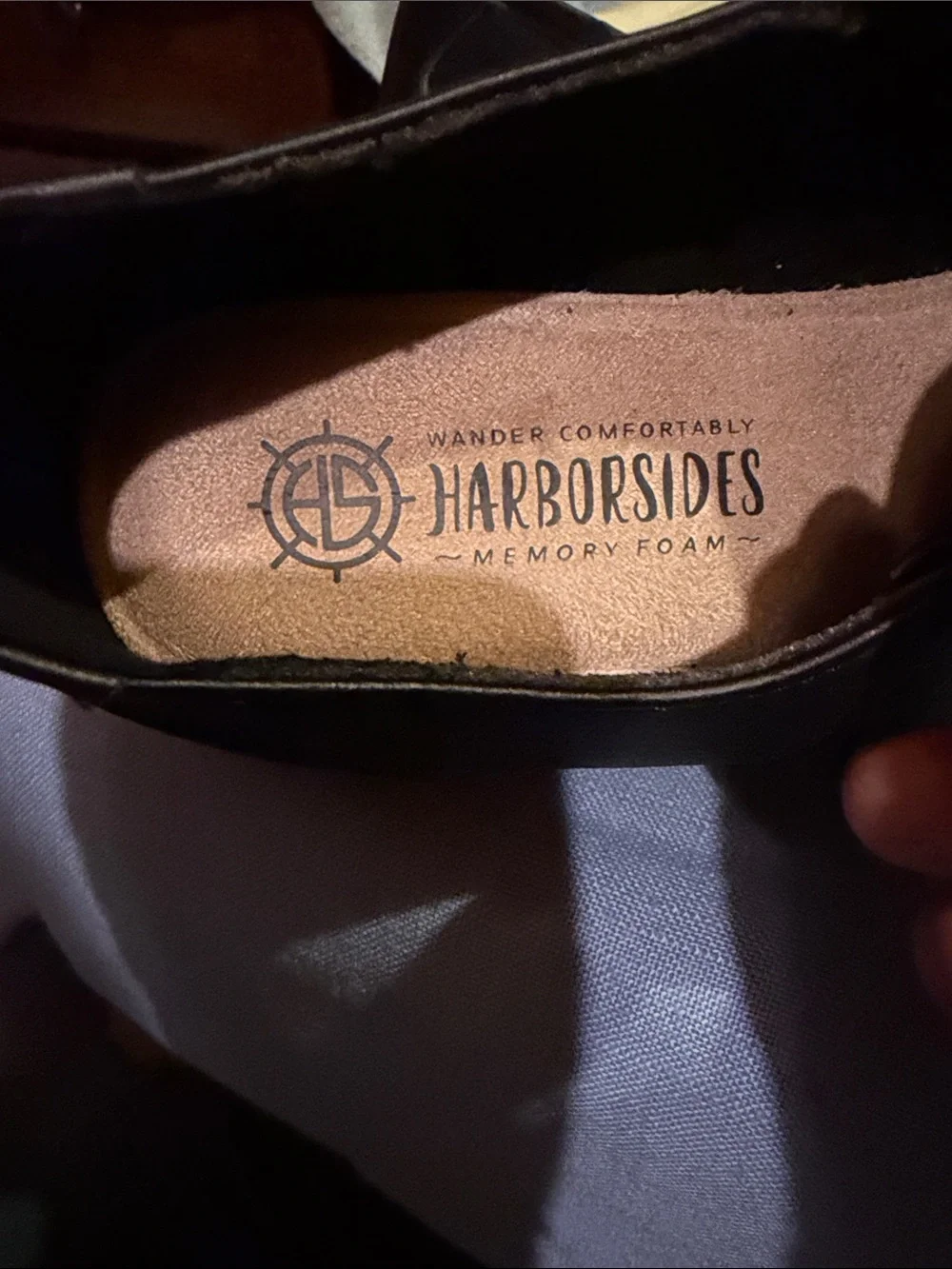 Black Leather Slip-On Comfort Shoes harborsides- new without tags.